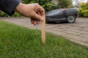 Hoogte van jong gras controleren voor de robotmaaier start