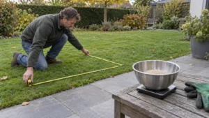 Gazonoppervlakte meten en resterende gazonmest wegen
