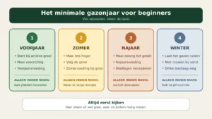 Minimaal jaarplan voor gazononderhoud in voorjaar zomer najaar en winter
