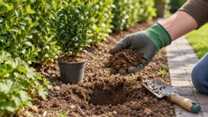 Grond uit de plantstrook controleren vóór het kiezen van een haagpakket