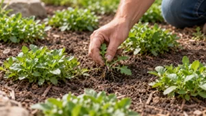 Tuinier vergelijkt zon en schaduw in twee plantvakken