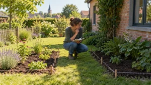 Tuinier vergelijkt zon en schaduw in twee plantvakken