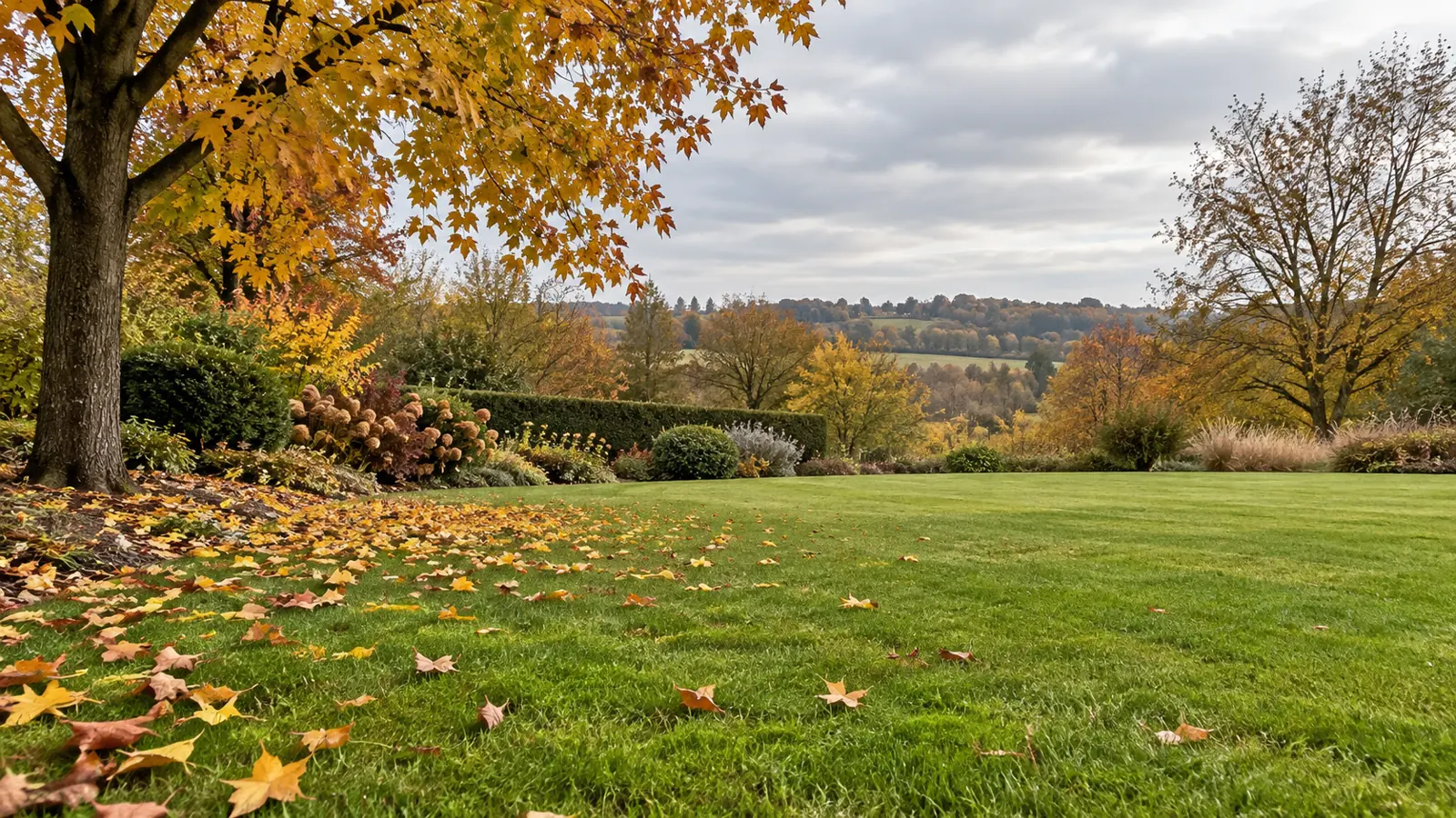 Realistisch Belgisch gazon in de herfst