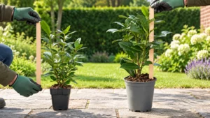 Kleinere en grotere jonge Novita-planten naast elkaar